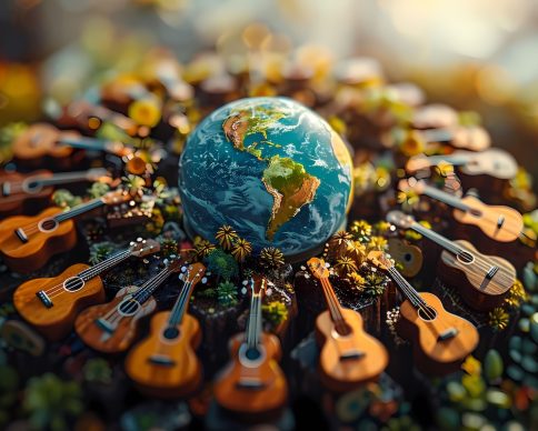 3d-realistic-globe-with-musical-elements