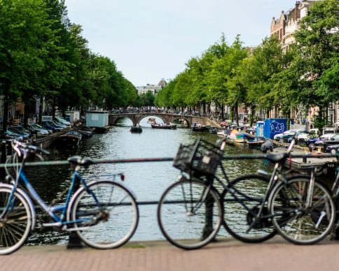 bicycles on the street. Amsterdam.