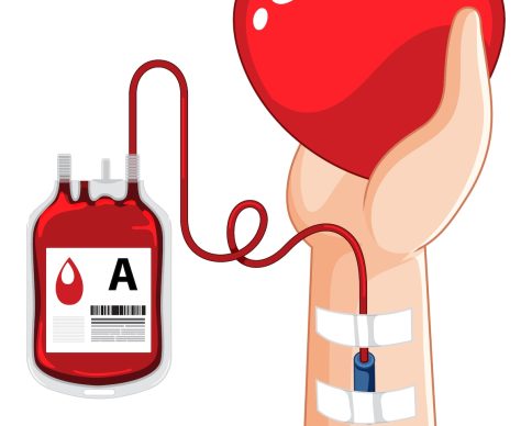 Human blood donate on white background illustration