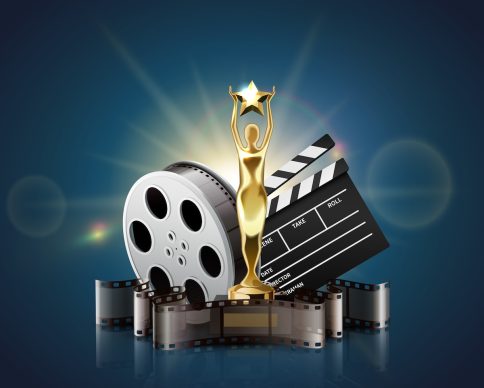 Film stripes reels realistic composition with light glows and golden figurine award with clapper and bobbin vector illustration SSUCv3H4sIAAAAAAACA3WRTU/DMAyG/0rkc8WHuPXGYSAhIU3AbeLgJl5qzU2qJG2Zpv53nG0gLlwi2+8b23lygg4zW2hPwCJTLgkLxwDtfQPkuMTEKNDerQ3kgmXKlNWrmcVCXtVz/tNkd6p1aOGjJ/OYSga9NnVaeOVsSQQDxSnD2vwayfYhSvTH/6yfDaCnYI91rg5OJITnNXYqHZZCabjuNLOjeAlxclxDmKNFUf2h7qzvi0Ot+oRjzzbxTKnmjrLVAJ5YBqMQeKRsEpHUE4VzYWtsHMaYufIxC5feCPu+GC9xyQaDMz6Ko2D27KfEgQwumNzFagXHkdLZ1sWu42BmsorX/MV+YzbKHDshs9m+n81vFJzeU//L9tnsYxqUWwPlq9KD5orx0ivfOrKxtppJpXjQb1zX9RunVWcq5AEAAA==