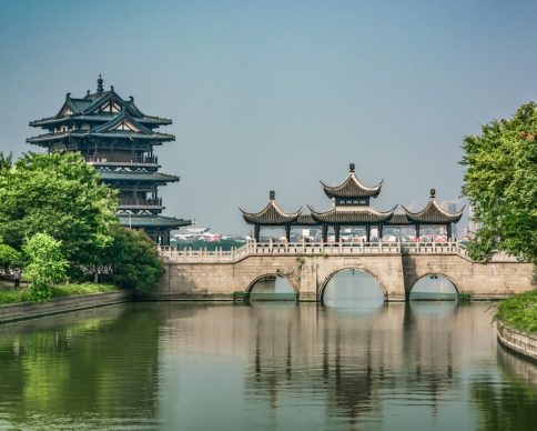 Old bridge in Chinese park