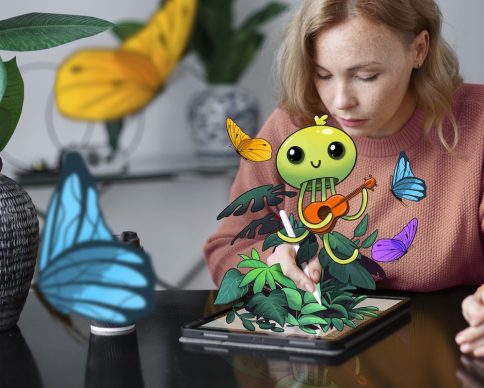 woman-with-tablet-device-illustrating